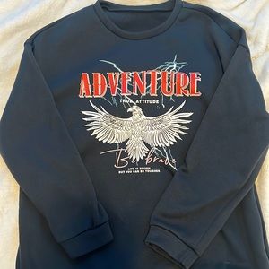 shein graphic women’s gray crewneck